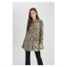 DEFACTO Regular Fit Leopard Patterned Basic Long Sleeve Shirt Tunic