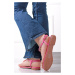 Fuchsiové nízke sandále s kamienkami Leena