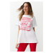 Trendyol White 100% Single Jersey Printed Oversize/Casual Fit Knitted T-Shirt