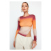 Trendyol Orange Gradient Patterned Asymmetric Stretchy Knitted Blouse