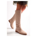 Shoeberry Women's Mori Beige Suede Riding Boots Beige Suede