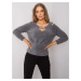 RUE PARIS Dark gray sweater with triangular neckline