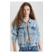 DEFACTO Shirt Collar Buttoned Pocket Jean Bomber Jacket