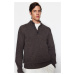 Trendyol Brown Men's Slim Fit Half Fishing Button Knitwear Sweater
