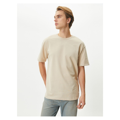 Koton Basic Oversize T-Shirt Crew Neck Off Shoulder Short Sleeve Cotton