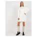 Ecru knitted mini dress with stand-up collar RUE PARIS