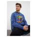 Trendyol Blue Regular Cut Marvel Original Licensed Sweatshirt