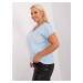 Light blue plus size blouse with pocket