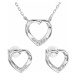 Sada šperkov so zirkónom náušnice a náhrdelník biele srdce 19019.1
