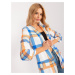 Plaid blazer in orange and ecru