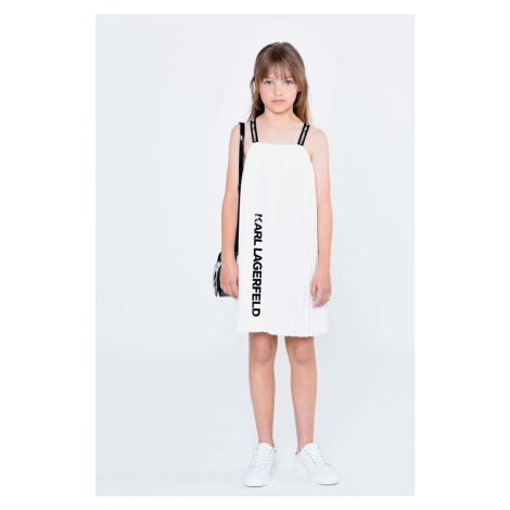 Dievčenské šaty Karl Lagerfeld biela farba, mini, oversize