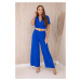 Jumpsuit with decorative belt at the waist cornflower blue