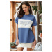 Trendyol Indigo 100% Cotton Color Blocked City Printed Oversize/Wide Cut Knitted T-Shirt