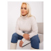 Light beige women's plus size sweater with slits