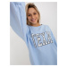 Light blue oversize long sweatshirt with slogan