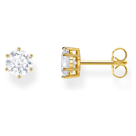 Thomas Sabo H2301-414-14 Gold-plated Ear Studs with white Brilliant-cut Stone 6,0 mm