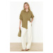 Trendyol Light Khaki Basic Oversize Wide Fit Woven Shirt