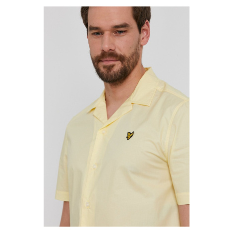 Bavlnená košeľa Lyle & Scott pánska, žltá farba, regular, s klasickým golierom