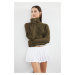 Trendyol Khaki Crop Basic Knitwear Sweater