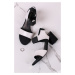 Čierno-biele kožené sandále na hrubom podpätku 2-28353