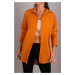 armonika Women's Orange Oversize Textured Linen Look Wide Cuff Shirt