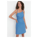 Trendyol Blue Asymmetric Collar Woven Dress