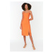 Trendyol oranžové remienkové tkané šaty