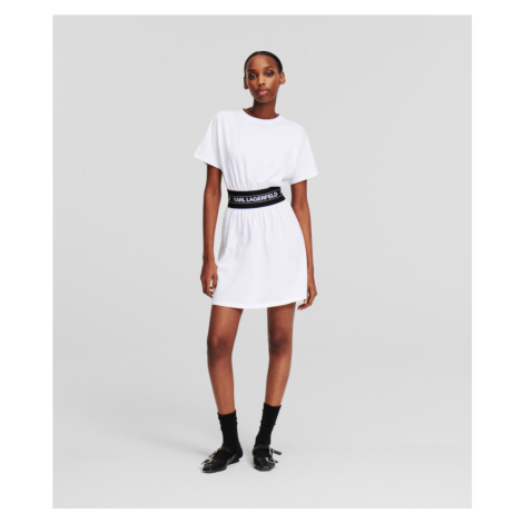 Šaty Karl Lagerfeld Logo Tape T-Shirt Dress White