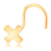 Piercing do nosa v žltom 14K zlate - malé lesklé písmeno X, zahnutý