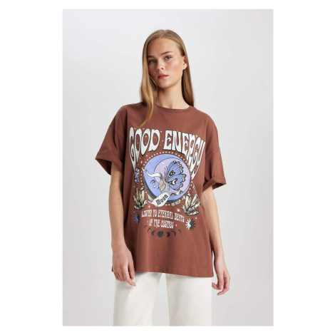 DEFACTO Oversize Fit Crew Neck Printed Short Sleeve T-Shirt