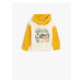 Koton Teddy Bear Printed Hooded Sweat with Color Contrast Cuffs and Elastic Waist