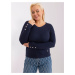 Navy blue plus-size sweater with decorative buttons