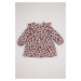 DEFACTO Baby Girl Leopard Print Crew Neck Button Long Sleeve Dress