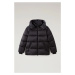 Bunda Woolrich Satin Logo Puffer Jacket Čierna