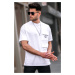 Madmext White Oversized Men's T-Shirt with Pocket Details 5835
