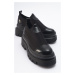 LuviShoes FLOS Black Patent Leather Scuba Thick Soled Women's Shoes