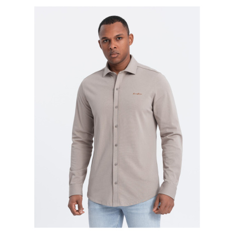 Ombre Men's REGULAR cotton single jersey knit shirt - ash