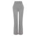 Trendyol Grey Premium s vysokým pásom rovné/rovné tkané rebrované nohavice