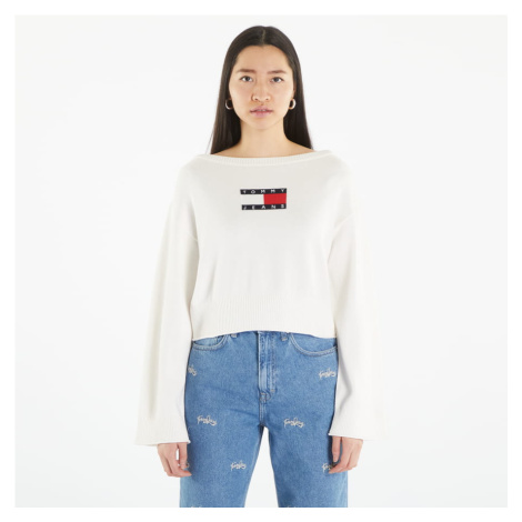 TOMMY JEANS Lw Center Flag S Pullover White Tommy Hilfiger