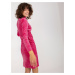 Navy pink velour cocktail dress with stand-up collar in RUE PARIS