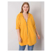 Dark yellow women's sweatshirt of larger size with zip closure