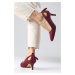 Mio Gusto Drop Burgundy Color Suede Women's Short Heeled Shoes