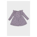 DEFACTO Baby Girl Floral Long Sleeve Ruffle Waffle Purple Dress