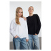 Trendyol Black-White 2-Pack 100% Single Jersey Oversize/Wide Cut Knitted T-Shirt