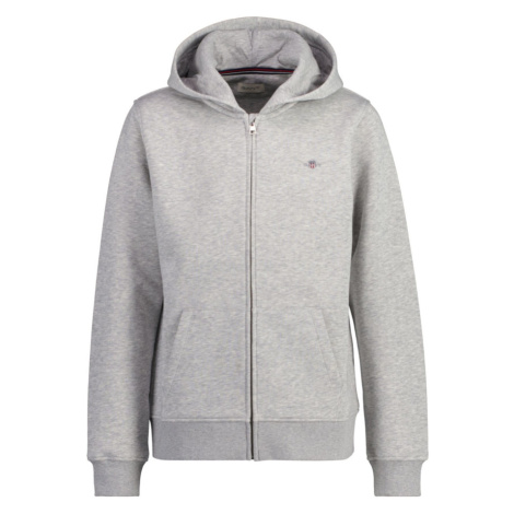 MIKINA GANT SHIELD ZIP HOODIE LIGHT GREY MELANGE