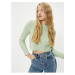 Koton Basic Plush Crop Sweater Long Sleeve Round Neck