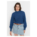Trendyol Indigo Crop Stand-Up Collar Knitwear Sweater