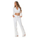 Sexy Musthave Crop Blouse with V-Neck & collar white Einheitsgroesse