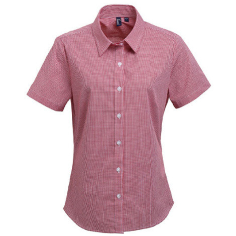 Premier Workwear Dámska bavlnená košeľa s krátkym rukávom PR321 Red -ca. Pantone 200