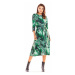 Zelené dlhé šaty s motívom listov pre dámy
